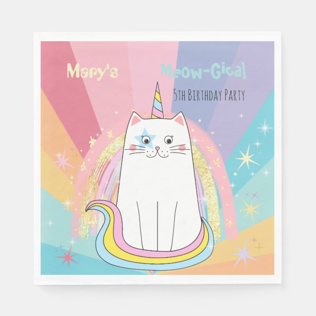 Serviette En Papier Anniversaire Meow-Gical Caticorn (Devant)