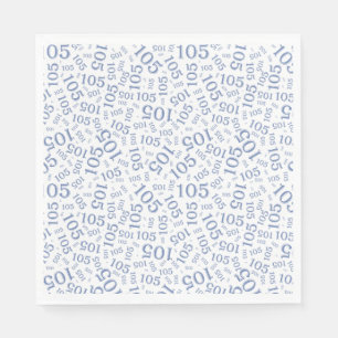 Serviette En Papier Anniversaire Moderne 105 Numéro Motif Bleu/Blanc