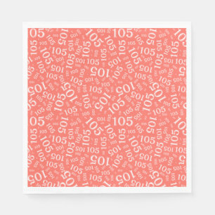 Serviette En Papier Anniversaire Moderne 105 Numéro Motif Coral/Blanc
