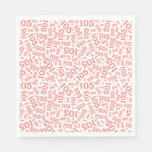 Serviette En Papier Anniversaire Moderne 105 Numéro Motif Coral/Blanc