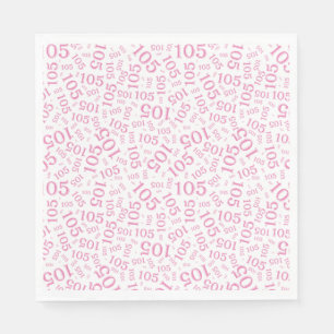 Serviette En Papier Anniversaire moderne 105 Numéro Motif rose/blanc