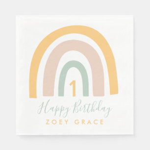 Serviette En Papier Anniversaire moderne Pastel Rainbow Girl