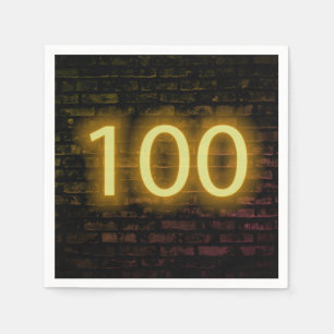 Serviette En Papier Anniversaire Neon 100 Connexion mur en briques
