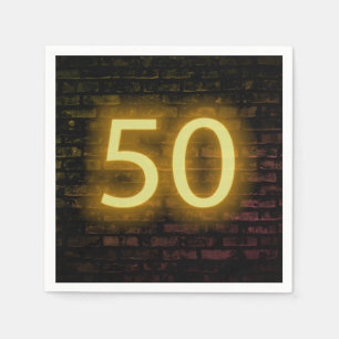 Serviette En Papier Anniversaire Neon 50 Connexion Mur de briques