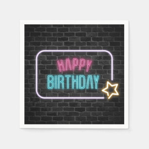 Serviette En Papier Anniversaire Neon Connexion Brick Wall Napkins