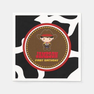 Serviette En Papier Anniversaire occidental occidental de cowboy vieil