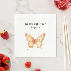 Serviette En Papier Anniversaire Papillon de Pêche