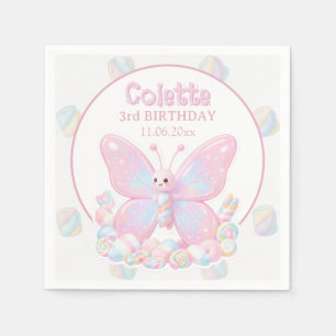 Serviette En Papier Anniversaire Papillon Fraise Rose