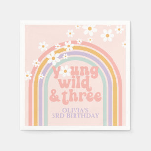 Serviette En Papier Anniversaire pastel arc-en-ciel Young Wild trois 3