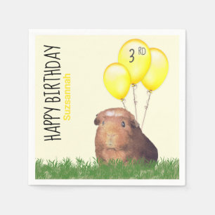 Serviette En Papier Anniversaire Personnalisé Cochon Guinéen Ballons J