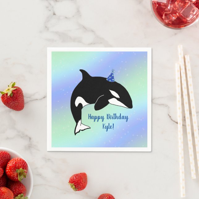 Serviette En Papier Anniversaire personnalisé de la baleine tueuse Orc (En situation)
