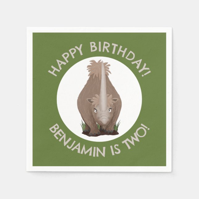 Serviette En Papier anniversaire personnalisé élasmaternité rhinocéros (Devant)