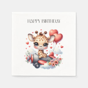 Serviette En Papier Anniversaire Pilote Girafe
