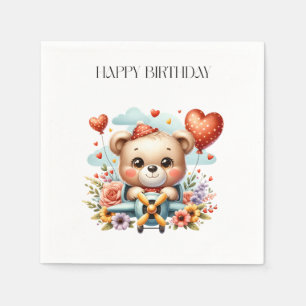 Serviette En Papier Anniversaire Pilote Ours en Peluche