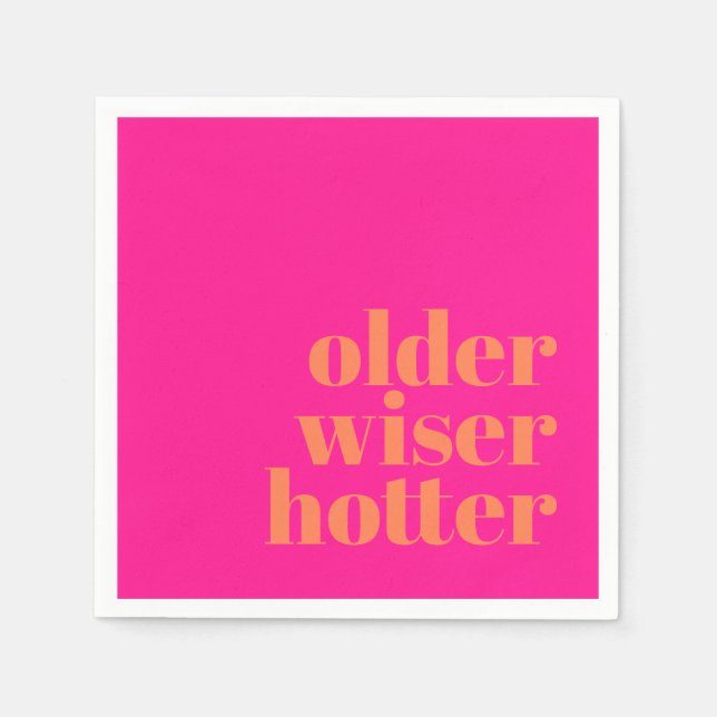 Serviette En Papier Anniversaire plus sage Hotter Bold rose orange ros (Devant)