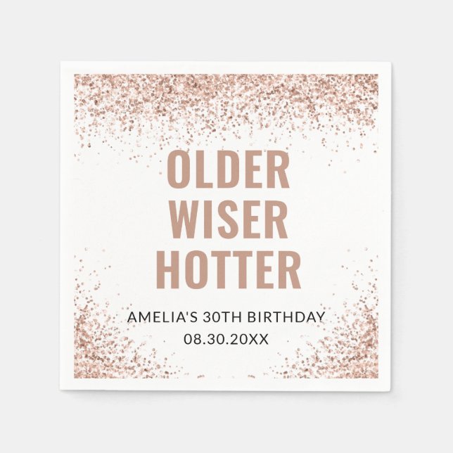 Serviette En Papier Anniversaire, Plus sage, Parties scintillant rose (Devant)