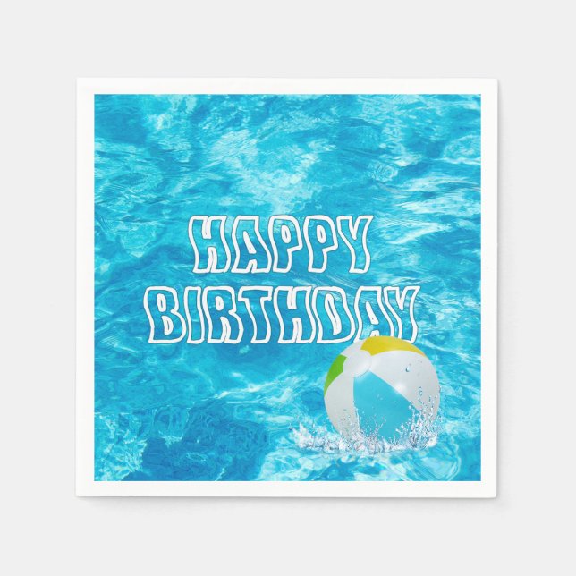 Serviette En Papier Anniversaire Pool Party Fun (Devant)