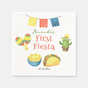 Serviette En Papier Anniversaire premier de Fiesta Aquarelle