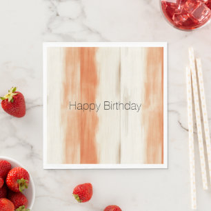 Serviette En Papier Anniversaire Rayures Orange Pêche Crème