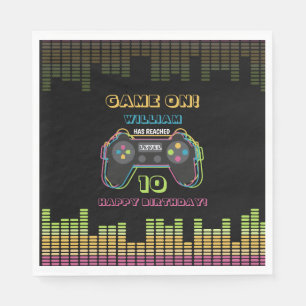 Serviette En Papier Anniversaire Rétro de Jeux Vidéo pour Adolescents 