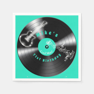 Serviette En Papier Anniversaire Retro Vinyl Record Rock Musique Guita