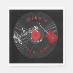 Serviette En Papier Anniversaire Retro Vinyl Record Rock Musique Rouge