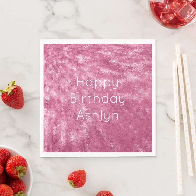 Serviette En Papier Anniversaire rose brillant (En situation)