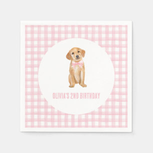 Serviette En Papier Anniversaire rose chiot