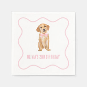 Serviette En Papier Anniversaire rose chiot
