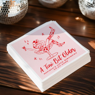 Serviette En Papier Anniversaire Rose et Rouge Un Petit Peu Plus Âgée