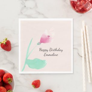 Serviette En Papier Anniversaire rose pâle