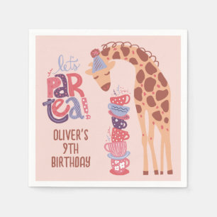 Serviette En Papier Anniversaire rose ParTea Giraffe Papier Napkin