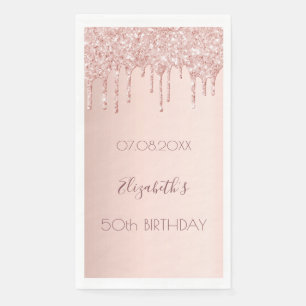 Serviette En Papier Anniversaire rose parties scintillant or gouttes r