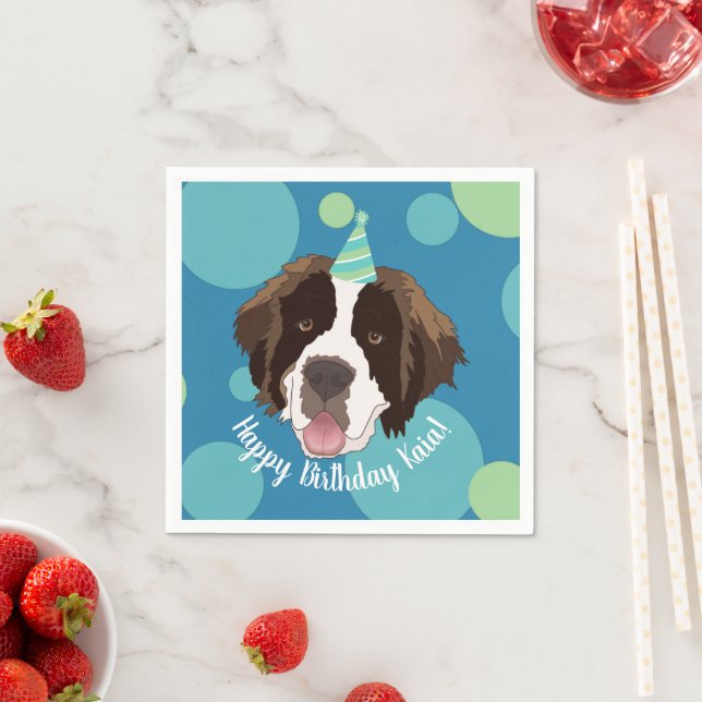 Serviette En Papier Anniversaire Saint Bernard (En situation)