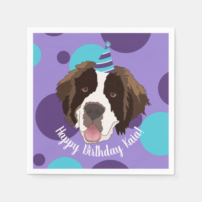 Serviette En Papier Anniversaire Saint Bernard (Devant)