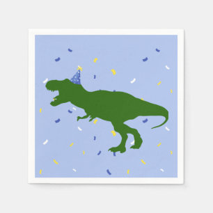 Serviette En Papier "Anniversaire-Saurus" Dinosaure bleu enfant Annive