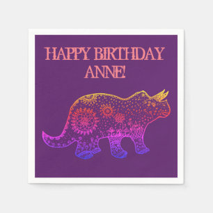 Serviette En Papier Anniversaire serviettes Dinosaur Art, Mandala Dino