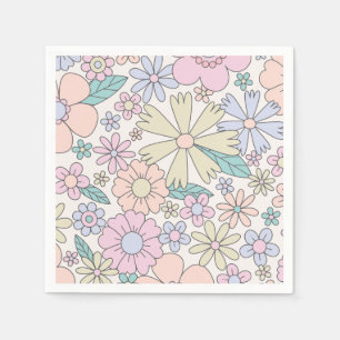 Serviette En Papier Anniversaire super Floral Retro