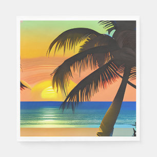 Serviette En Papier Anniversaire Tropical Thématique