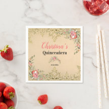 Anniversaire vintage Gold Floral Quinceañera