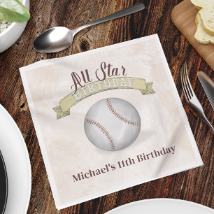 Serviette En Papier Anniversaire Vintage Whimsical Baseball All Star P