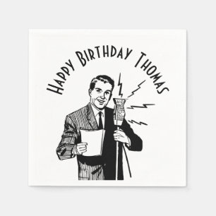 Serviette En Papier Annonce radio vintage d'anniversaire