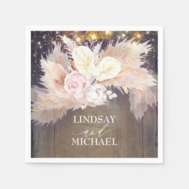 Serviette En Papier Anthuriums en laiton Pampas Serviettes tropicales  (Devant)