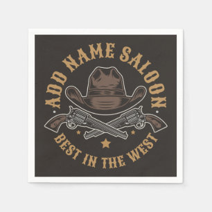 Serviette En Papier Antique Cowboy Guns AJOUTER NOM Old Wild West Salo