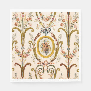 Serviette En Papier Antique Rococo Floral Gold Crème Élégante