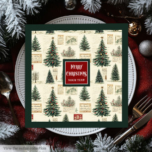 Serviette En Papier Antique serviettes vintages dans l'aquarelle verte