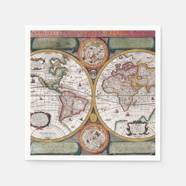 Serviette En Papier Antique vieille carte inspirée (12) (Devant)