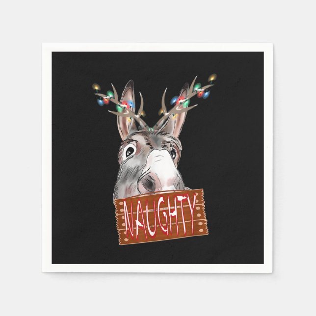 Serviette En Papier Antler Lights Naughty Sign Funny Christmas Donkey (Devant)