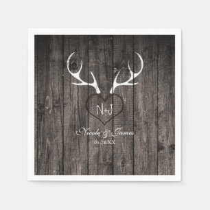 Serviette En Papier Antlers de cerfs rustiques et serviettes de Mariag