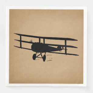 Serviette En Papier Antque Airplane Silhouette